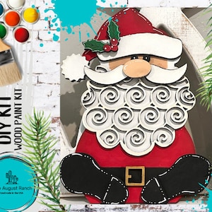 Chunky Santa Claus Christmas Shelf Decor - DIY Paint Kit Wood Blank