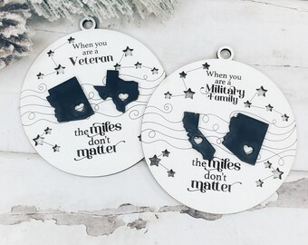 Military Family Ornament - State to State Wood Christmas Ornament - Personalized Ornament