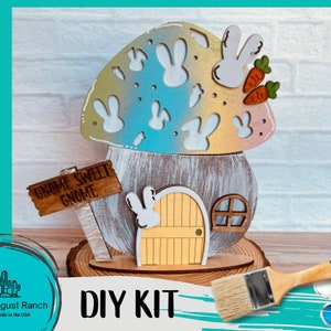 Easter Mushroom DIY Interchangeable Decor Inserts - Wood Paint Kit - Spring Easter Bunny Insert