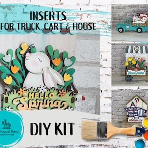 Hello Spring  Insert  DIY -Inserts for Interchangeable Inserts - Tiered Tray Decor -  Freestanding Shelf Decor - Paint it Yourself Kit