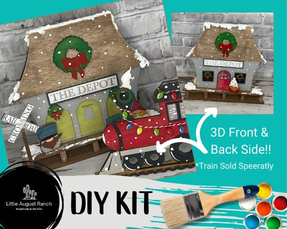 Christmas Train DIY Mini Tray Sets - Wood Blanks for Crafting and Painting