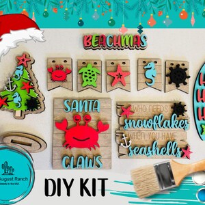 Beachy Christmas Decor - Gone to the Beach, Love Santa - DIY Wood Blanks - Retro Christmas -Christmas in July