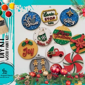 Round Christmas Tree Ornament Wood Blank Set - Traditional Christmas Tree Ornaments