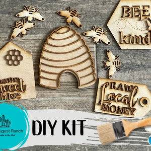 DIY Honey Bee Tiered Tray - Summer Tier Tray Bundle - Local Honey Decor Bundle DIY - Beehive Blank - Bee Blank