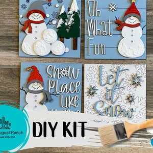 Snowman DIY Decor -Winter Snowmen DIY Bundle - Leaning Ladder Insert Kit - Interchangeable Winter Decor