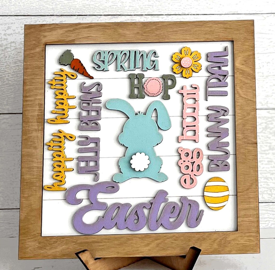 Spring Words Collage Spring Word Collage Square Framed - DIY Wood Blank Paint and Craft Kit ...