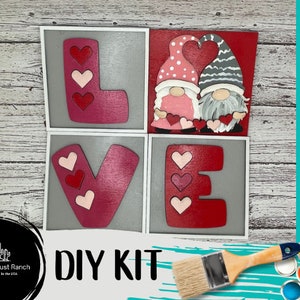 Valentine Gnome DIY Leaning Ladder Insert Kit  - Interchangeable Holiday Decor - LOVE DIY Wood Tile