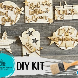 DIY Tiered Tray 4th of July - Patriotic - America - Independence Day - Let Freedom Ring - Wood Blanks to Paint