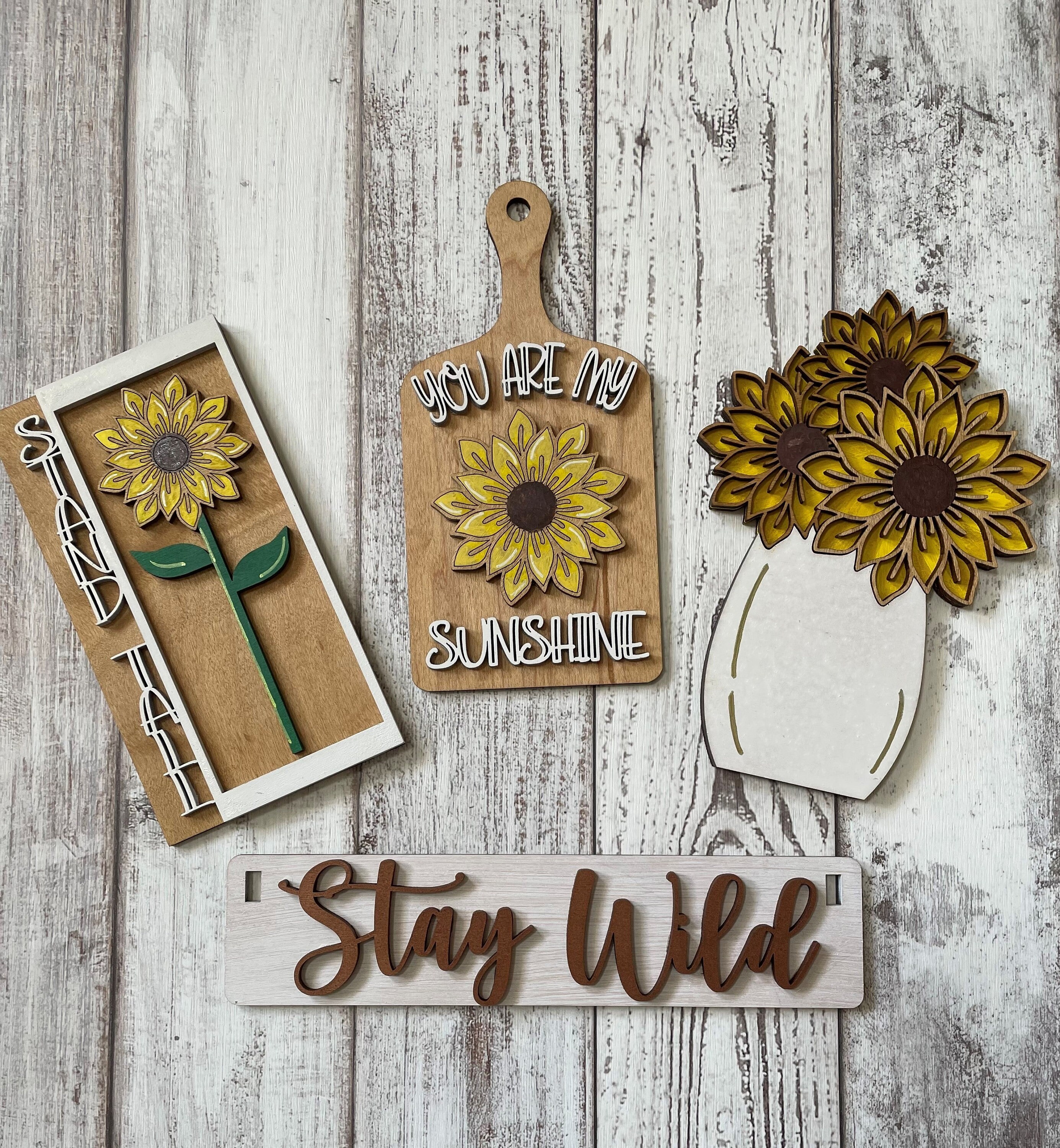 Sunflower DIY Mini Tray Sets - Tiered Tray Shelf Sitter - Etsy
