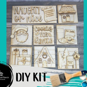 Santa DIY Leaning Ladder Insert Kit - Interchangeable Tiered Tray Ladder Decor - Cookies for Santa - Christmas Wood Blanks