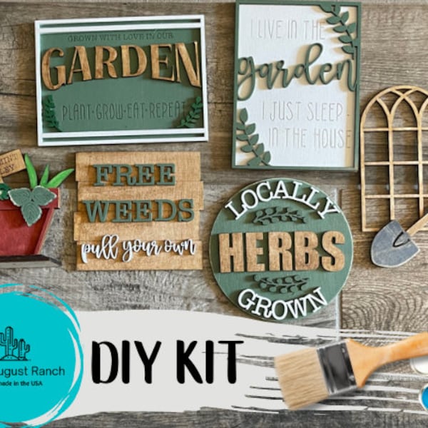 DIY Garden Tiered Tray - Herb Garden Tier Tray Bundle - Free Weeds - Potted Plant Wood Blanks - Paint Kit