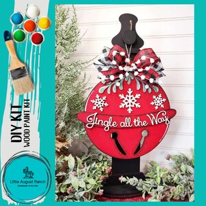 Christmas Jingle Bell Door Hanger - DIY Wood Blanks for Painting - Meet me Under the Mistletoe Collection