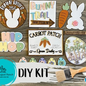 DIY Easter Tiered Tray - Easter Bunny Tier Tray Bundle - Easter Egg - Bunny Trail - Carrot Patch - Spring Kit Sign - Wood Blanks