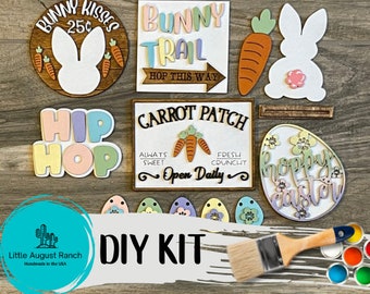 DIY Easter Tiered Tray - Easter Bunny Tier Tray Bundle - Easter Egg - Bunny Trail - Carrot Patch - Spring Kit Sign - Wood Blanks