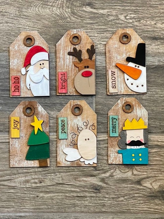 DIY Christmas Tags Tree Ornament Wood Blanks Traditional Christmas