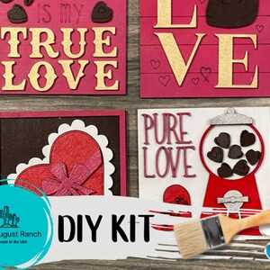 Tiered Tray - Valentine DIY Leaning Ladder Insert Kit  - Interchangeable Holiday Decor - Chocolate Candy DIY Wood Tile