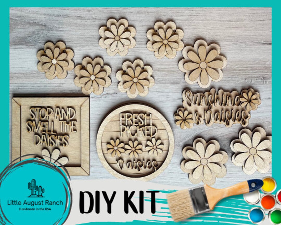 Fresh Picked Daisy DIY Wood Paint Kit Stop and Smell the Daisies Paint