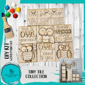 Owl Valentine DIY Leaning Ladder Insert Kit  - Wood Blanks for Painting and Crafting