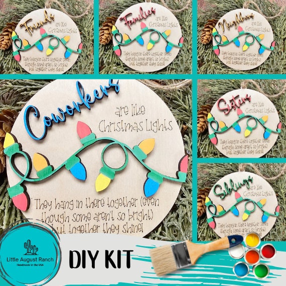 DIY Christmas Light Funny Ornament Handmade Christmas Ornament DIY Wood  Blanks for Painting and Crafting 