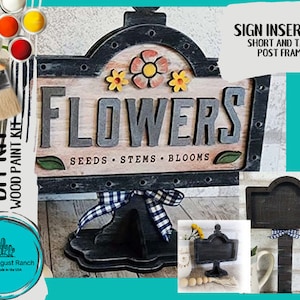 Flowers DIY Interchangeable Sign - Drop in Frame - Wood Kit