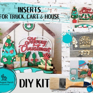 Merry Christmas Insert DIY - Christmas Stockings Inserts for Interchangeable Inserts - Tiered Tray Decor - Paint it Yourself Kit