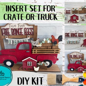 Chicken Inserts  for Crate or Truck - DIY Interchangeable Market - Freestanding Shelf Decor - Paint it Yourself Kit