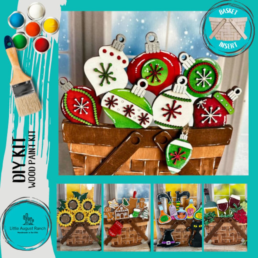 DIY Christmas Ornaments Insert for Interchangeable Basket Decor Wood