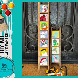 Square Holiday Faces - DIY Leaning Ladder Insert Kit  - Interchangeable Inserts