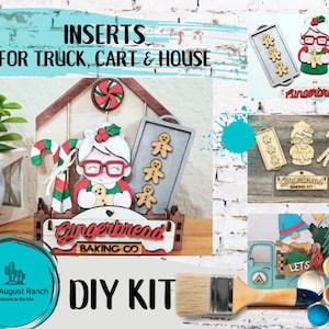 Gingerbread Baking Insert DIY - Christmas Baking Inserts for Interchangeable Inserts - Freestanding Shelf Decor - Paint it Yourself Kit