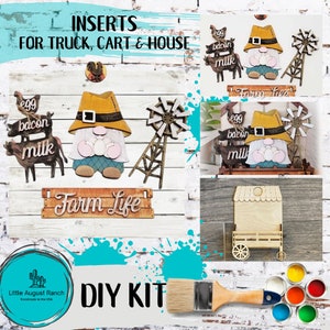 Farm Insert  DIY -Inserts for Interchangeable Inserts - Tiered Tray Decor -  Freestanding Shelf Decor - Paint it Yourself Kit