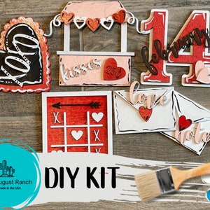 DIY Valentines Tiered Tray - Kissing Booth Tier Tray Bundle - Tiered Tray Decor Bundle DIY - Love Notes Tiered Tray Pieces - Tic Tac Toe