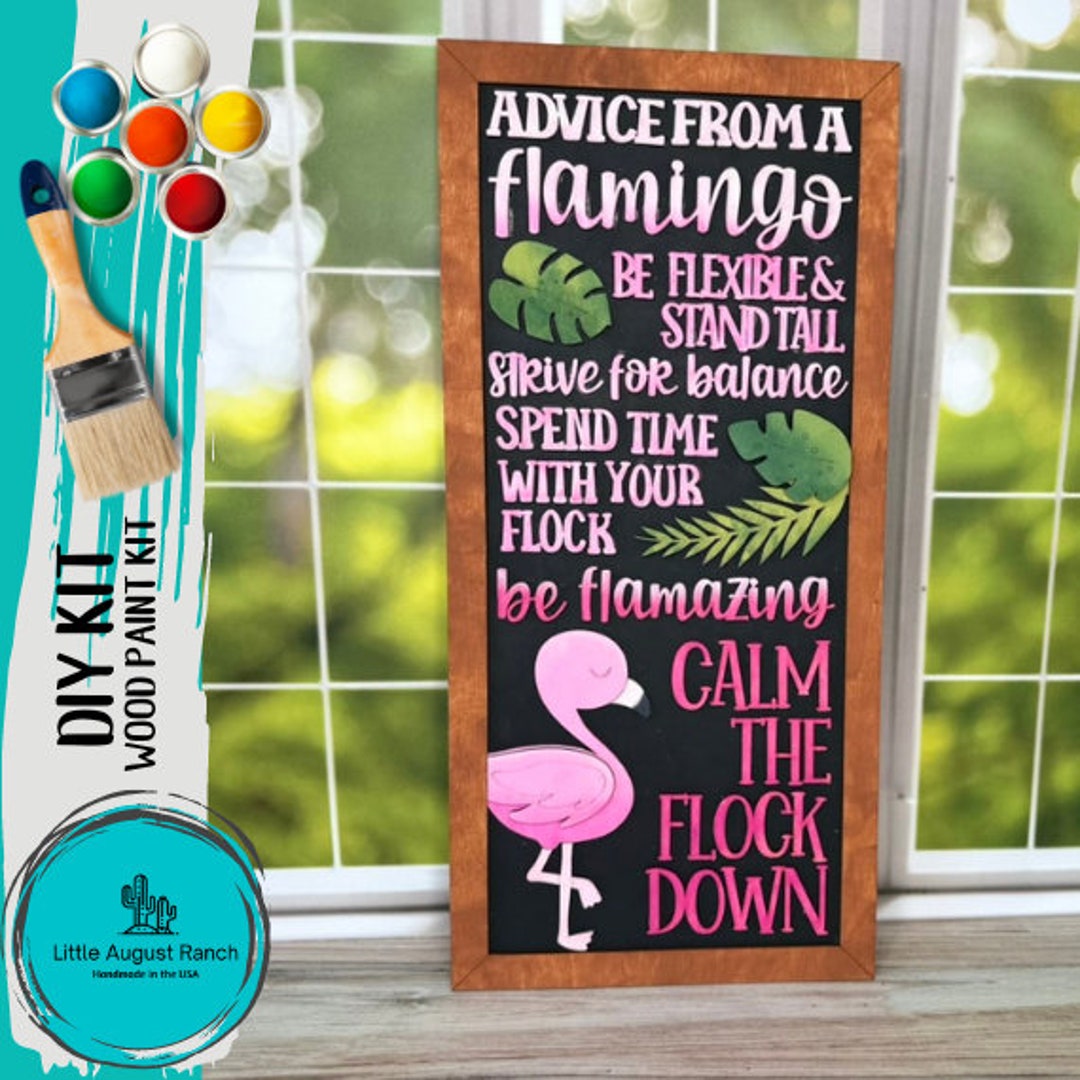Advice From a Flamingo Word Collage - DIY Wood Black Kit for Painting ...