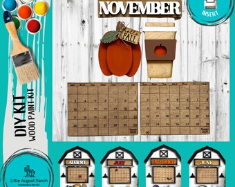 November 2025 2026, Set 2 Calendar Insert for our Interchangeable Base - DIY Wood Blanks for Painting and Crafting