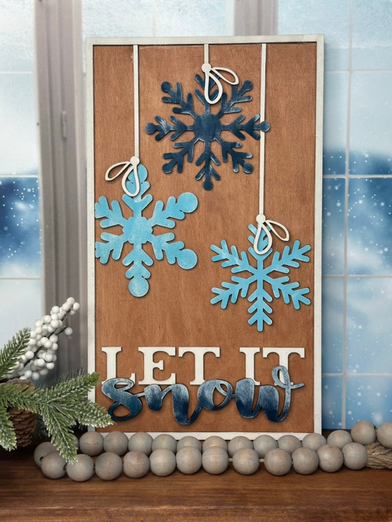 Let It Snow Large Framed Fall Decor - DIY Wood Blank Paint Kit - Etsy