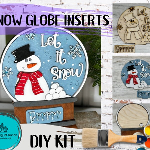 Winter Snowman Insert for Snow Globe DIY Interchangeable Decor Inserts - Wood Paint Kit - Home Decor
