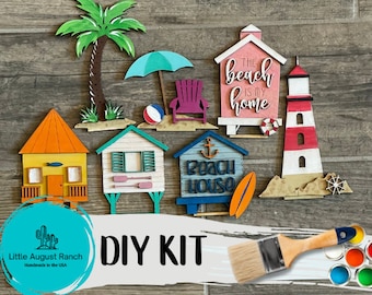 DIY Beach Standing Pieces - Beach Village - Beach Wood Blank Kit - Wood Palm Tree
