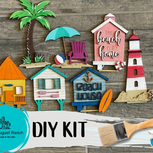 DIY Beach Standing Pieces - Beach Village - Beach Wood Blank Kit - Wood Palm Tree