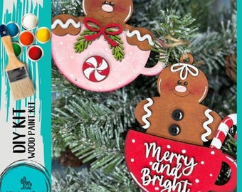Gingerbread Cup Ornament Set - DIY Wood Blanks for Painting and Crafting