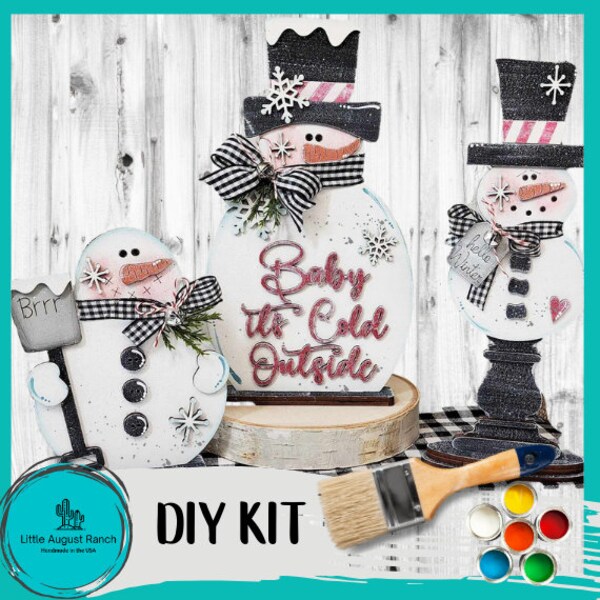 Standing Snowmen Trio - DIY Wood Blanks for Painting and Crafting