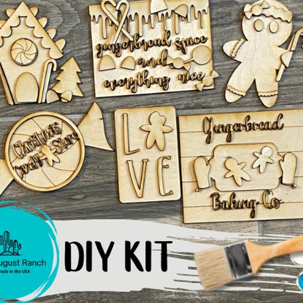 DIY Gingerbread Tiered Tray - Christmas Tier Tray Bundle - Tiered Tray Decor Bundle DIY
