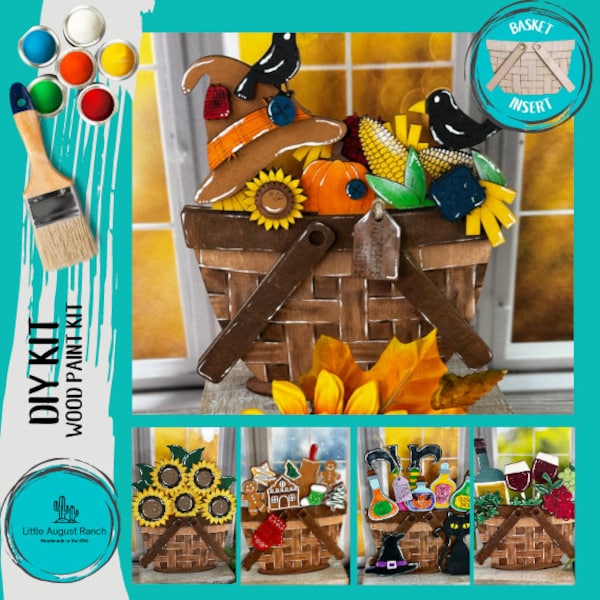DIY Scarecrow Insert for Interchangeable Basket Decor - Wood Blank for Painting - Inserts for Basket