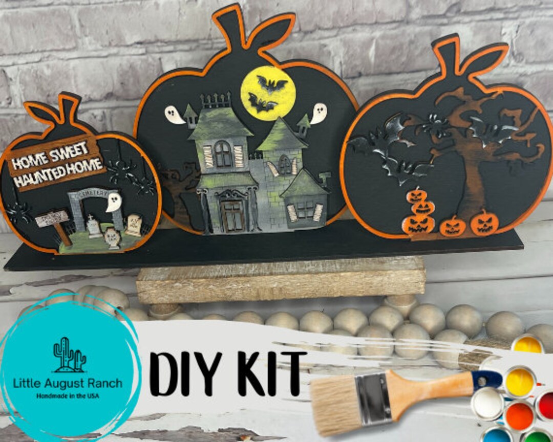 DIY Trio Halloween Pumpkin Craft Kit - Spooky Pumpkins Paint Kit - Fall ...