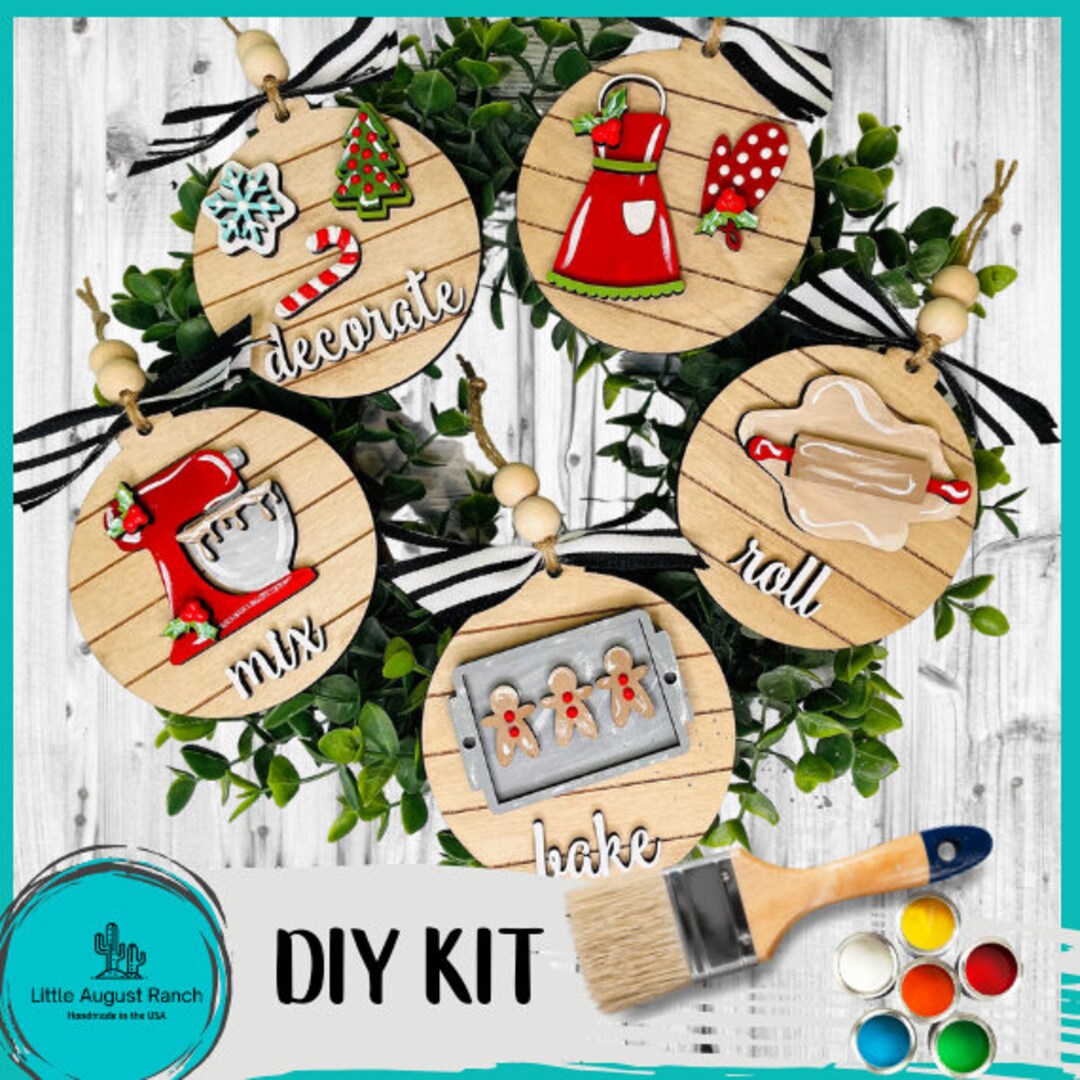 DIY Christmas Baking Ornaments DIY Wood Blank Paint Kit Etsy