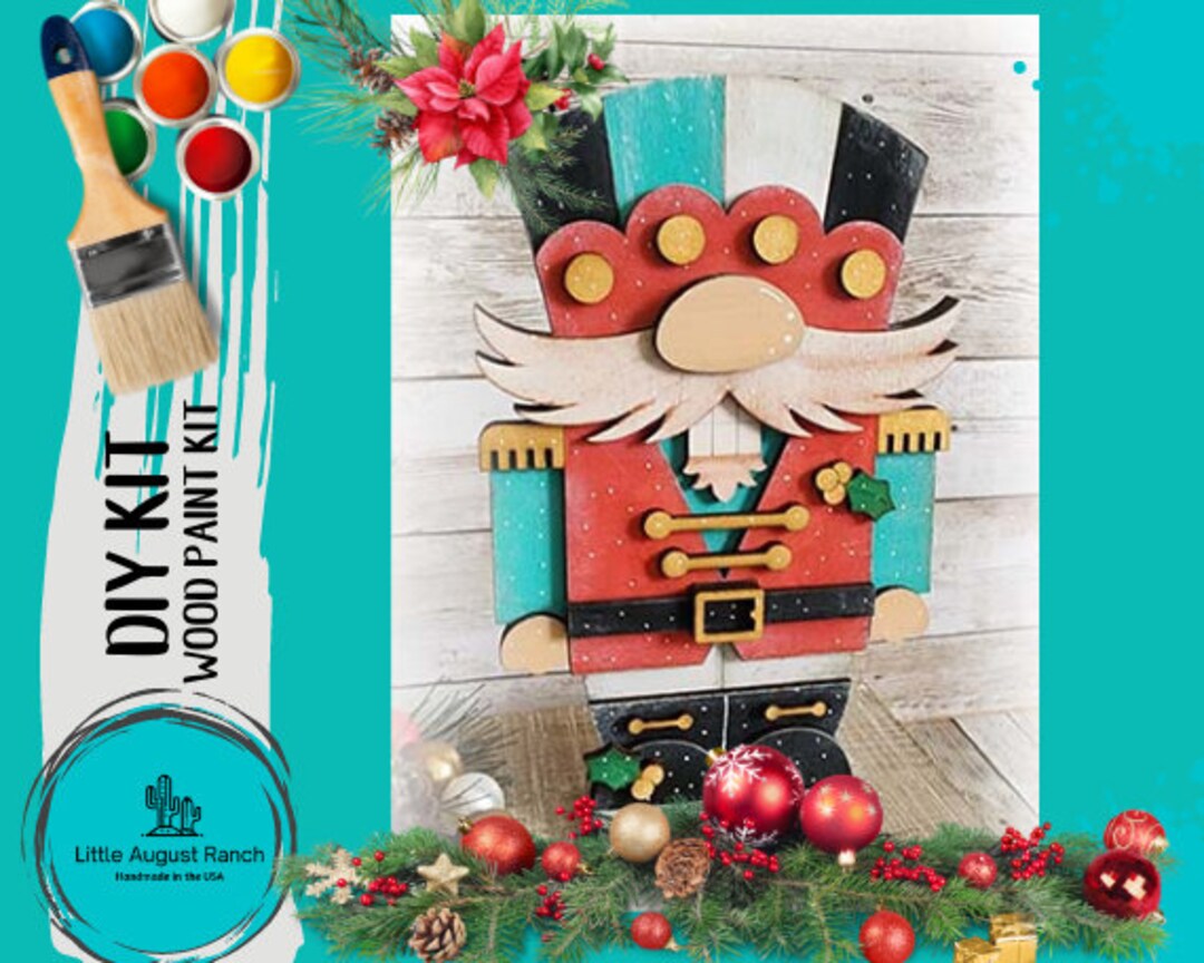 Christmas Gnome Nutcracker With Mistletoe DIY Christmas DIY Paint Kit