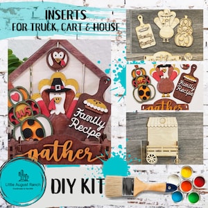 Thanksgiving Insert DIY - Turkey Inserts for Interchangeable Inserts - Tiered Tray Decor -  Freestanding Shelf Decor - Paint it Yourself Kit