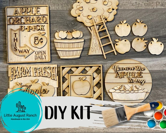 Apple Tiered Tray DIY Paint Kit - Farmers Market Wood Blanks - U-Pick- Summer Paint Kit