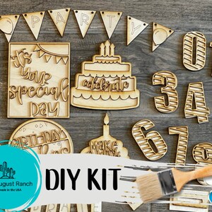 DIY Birthday Tiered Tray Bundle - HUGE Cake Tiered Tray Kit - Party Tiered Tray - Celebrate Paint it Yourself