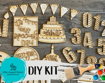 DIY Birthday Tiered Tray Bundle - HUGE Cake Tiered Tray Kit - Party Tiered Tray - Celebrate Paint it Yourself
