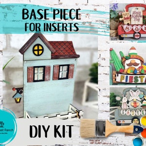 Tall House DIY - Base for Interchangeable Inserts - Tiered Tray Decor -  Freestanding Shelf Decor - Paint it Yourself Kit