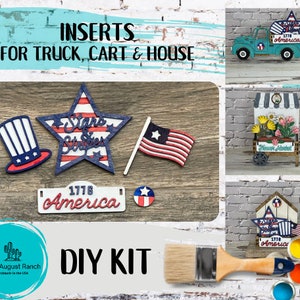 4th of July Insert  DIY -Inserts for Interchangeable Inserts - Tiered Tray Decor -  Freestanding Shelf Decor - Paint it Yourself Kit
